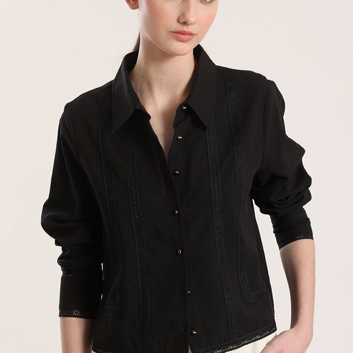 LIOLA - Camisa con cinta liola mujer negro