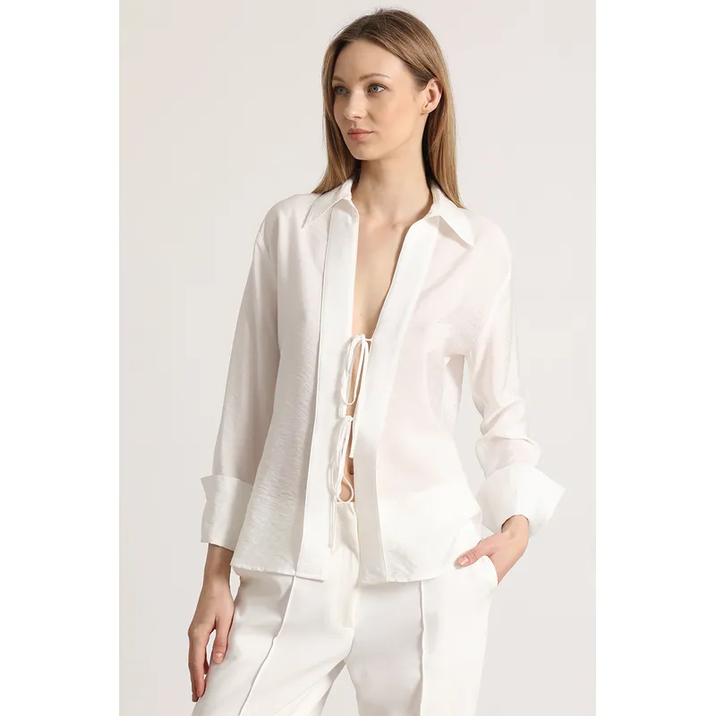 LIOLA - Blusa amarras Liola mujer crudo