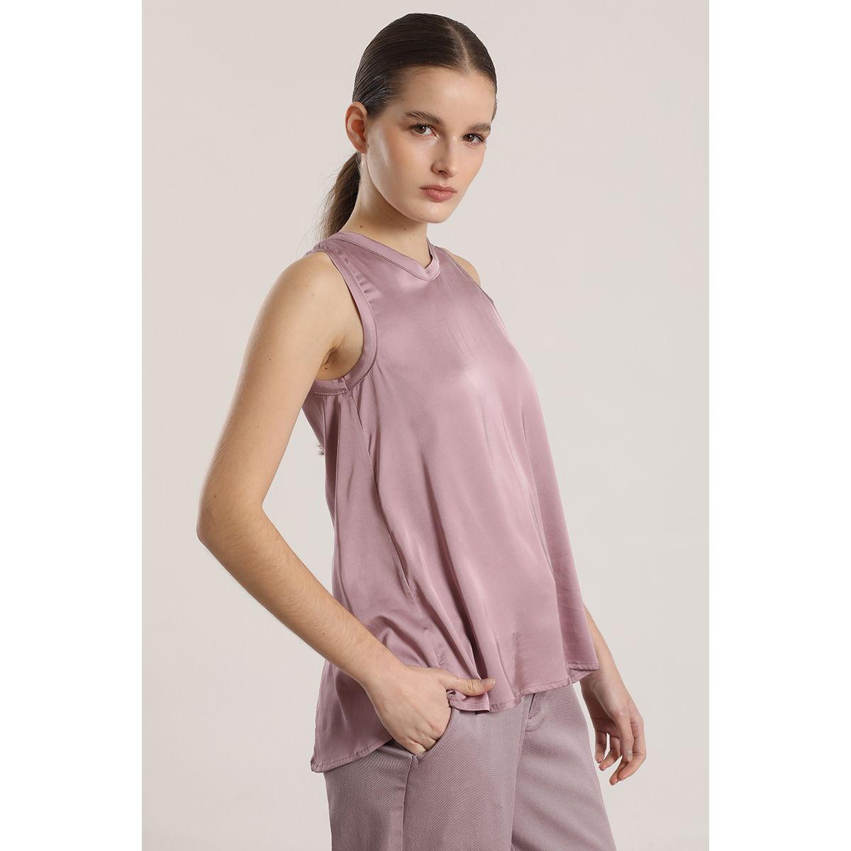 LIOLA - Blusa satin Liola mujer malva rosa