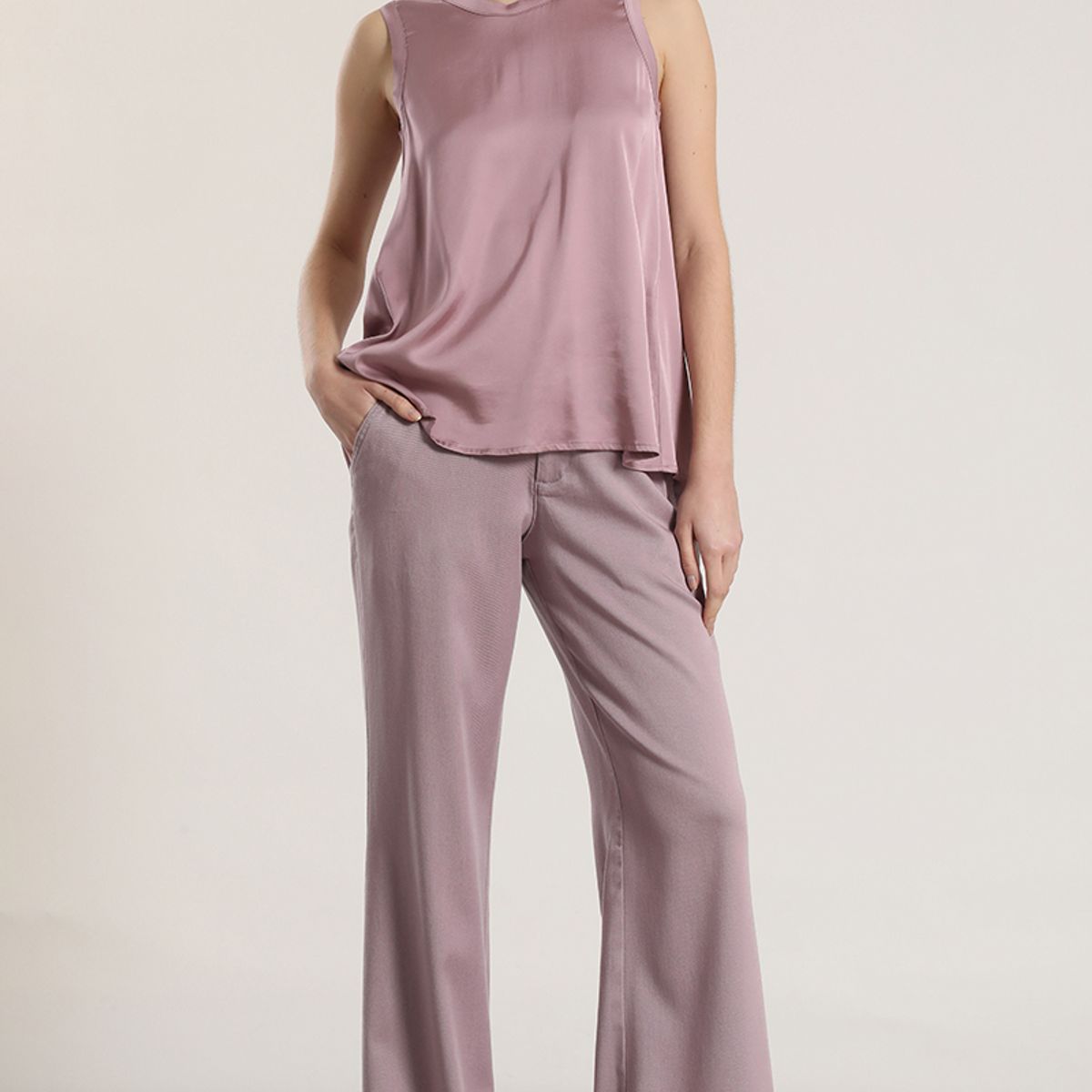 LIOLA - Blusa satin Liola mujer malva rosa