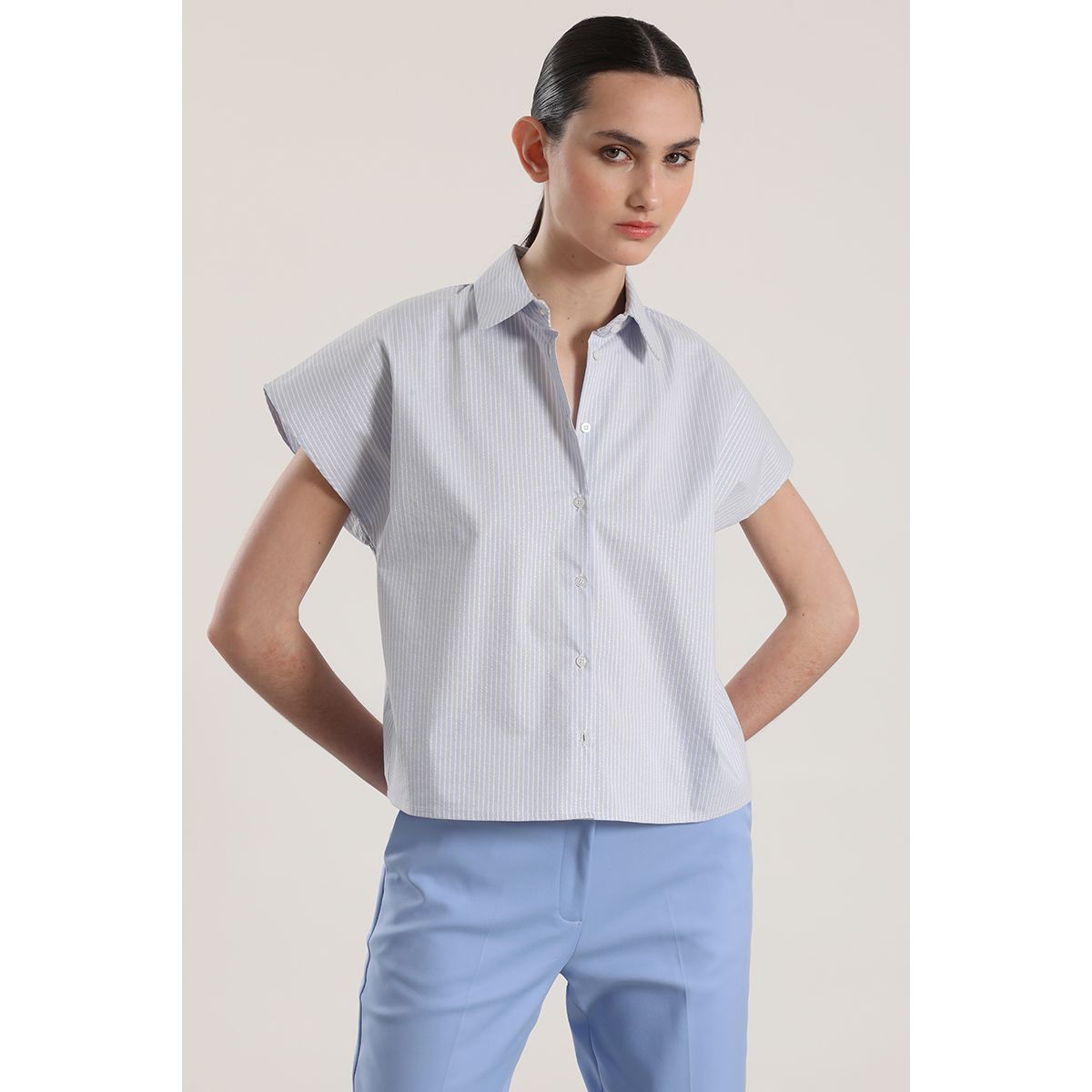 LIOLA - Blusa rayas metalizado liola mujer azul