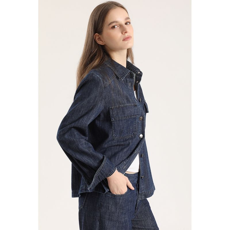 LIOLA - Sobrecamisa recta denim Liola mujer azul