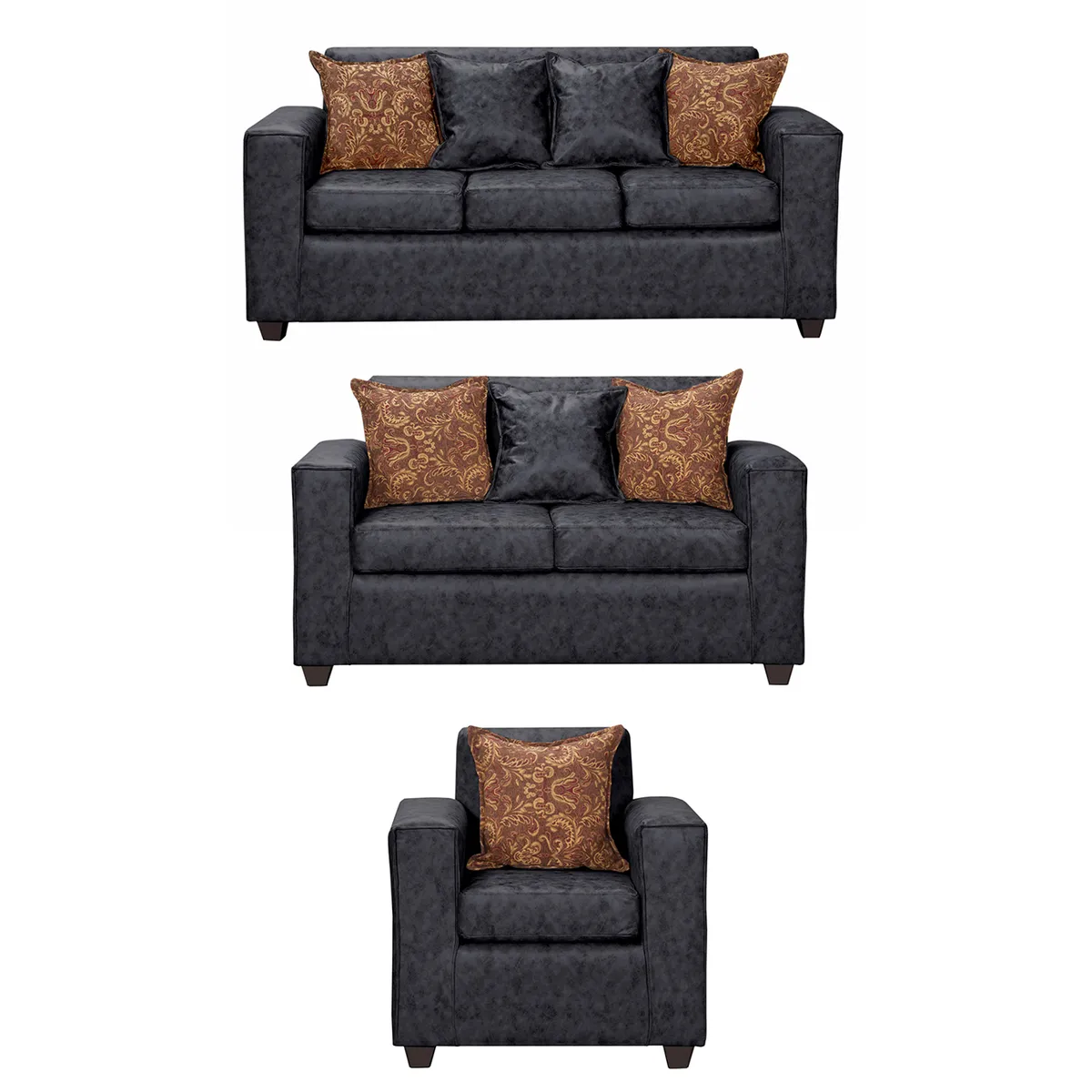 BLACK FACTORY - Juego de Living 3 2 1 Ezeiza Negro