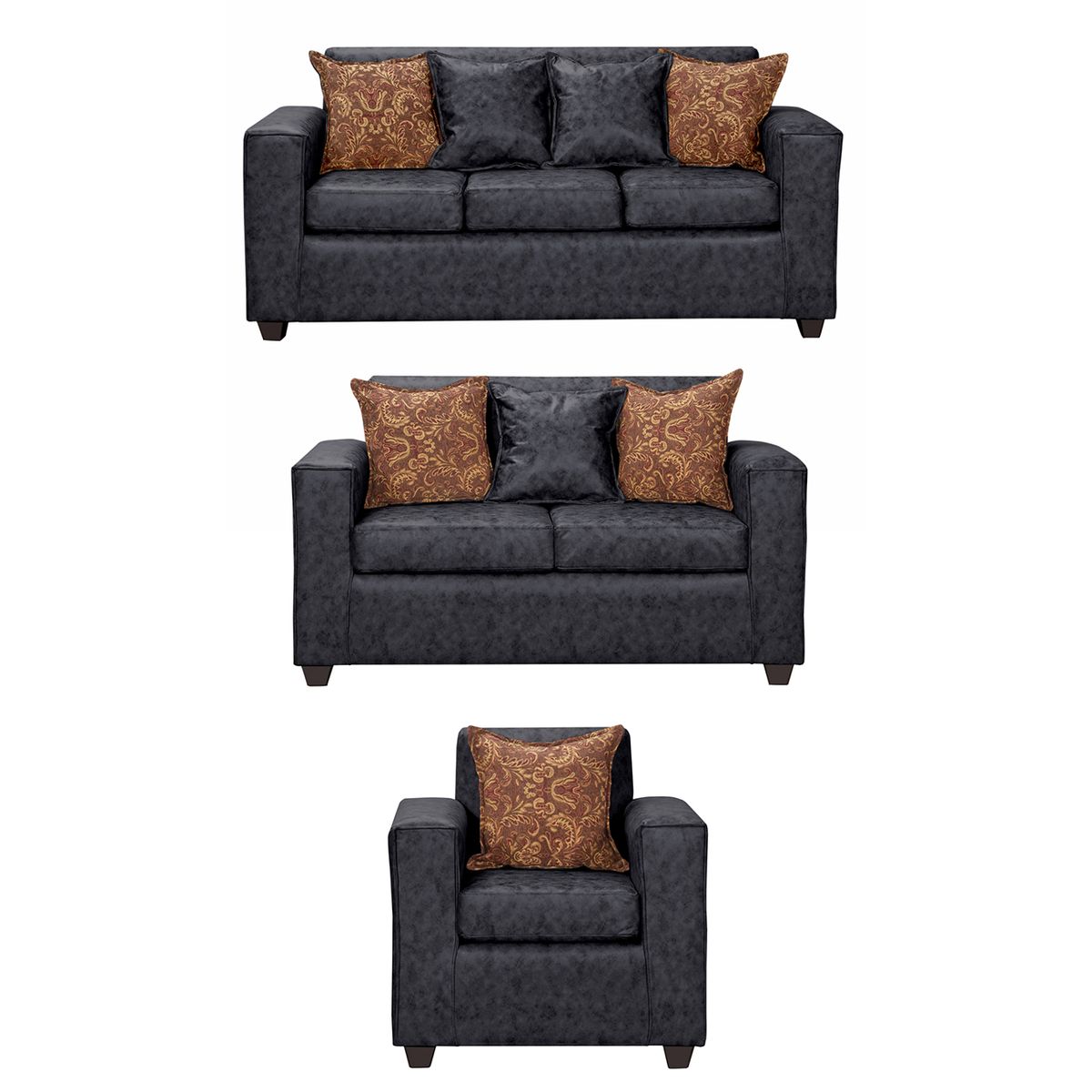 BLACK FACTORY - Juego de Living 3 2 1 Ezeiza Negro