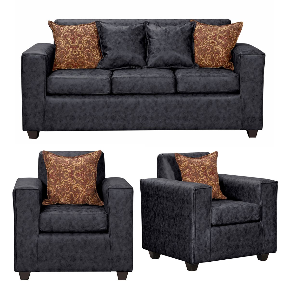 BLACK FACTORY - Juego de Living 3 1 1 Ezeiza Negro