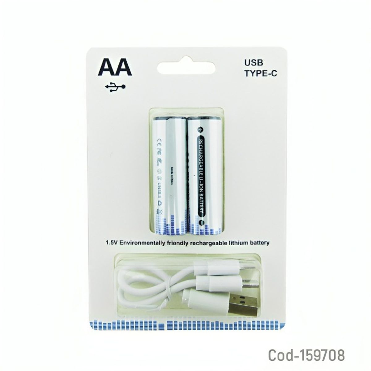 GENERICO - PILA RECARGABLE USB TYPE-C AA SET X 2 PCS 15 VOLT 2200 MWH