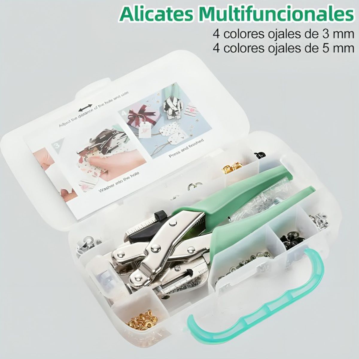 GENERICO - Kit Remachadora Perforadora Ojetillos Más 160 Ojetillos
