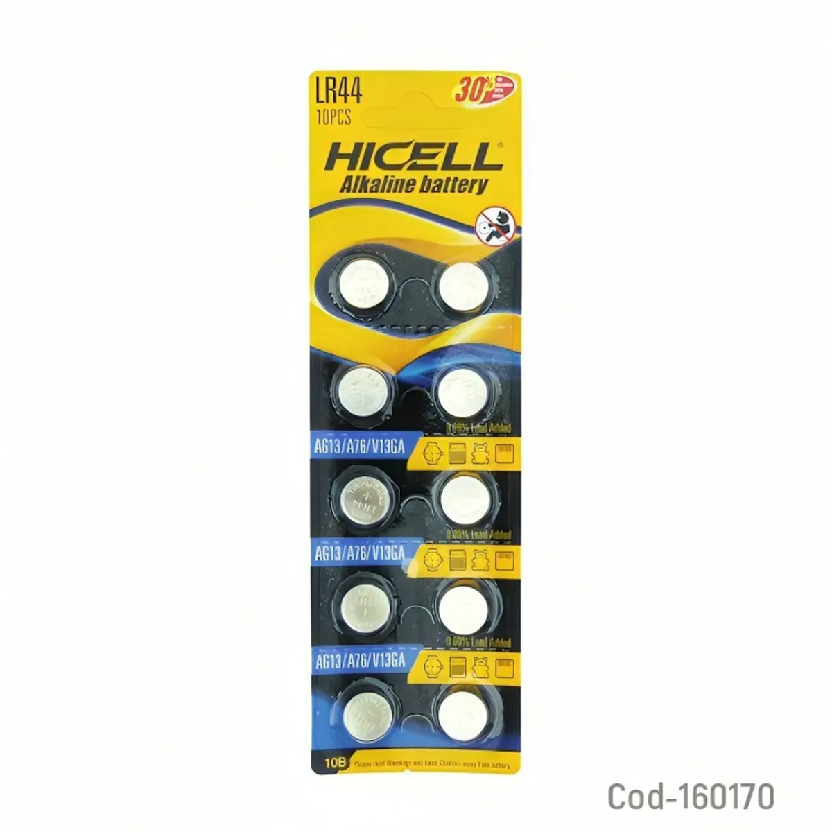 GENERICO - PILA HICELL AG-13 LR44 SET X 10 PCS ALKALINE