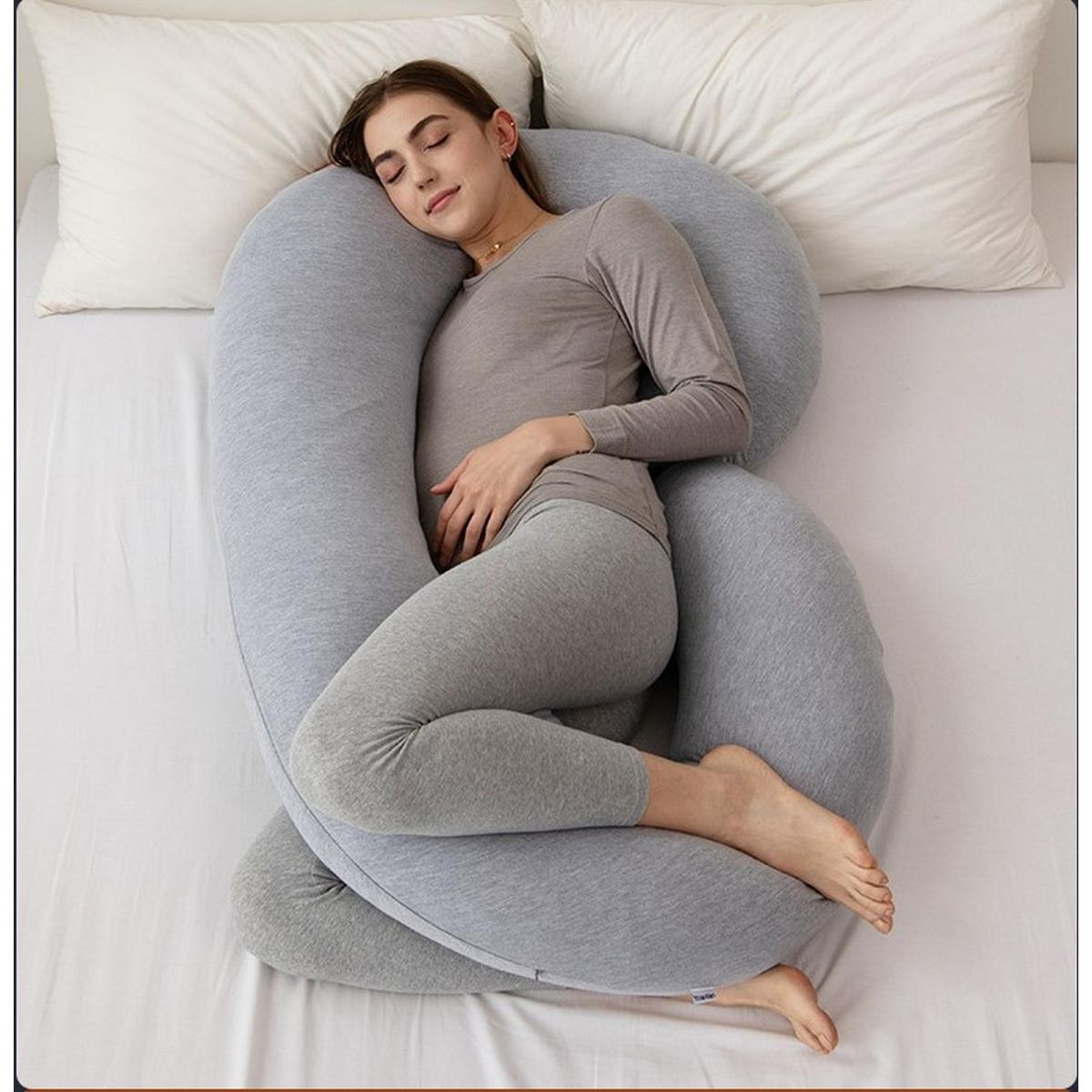 JAGIMA - Cojín Almohada Maternal Gris Pre Y Post Natal Funda Muy Suav