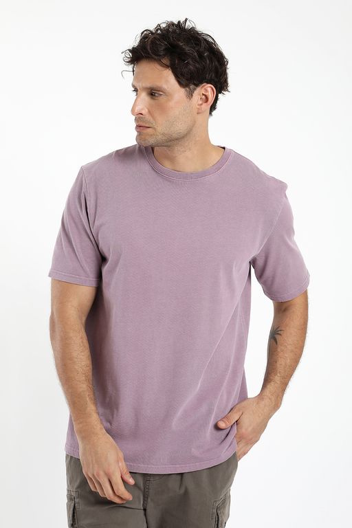 Polera hombre manga corta Plain heavyweight - Algodon organico Rosa XS