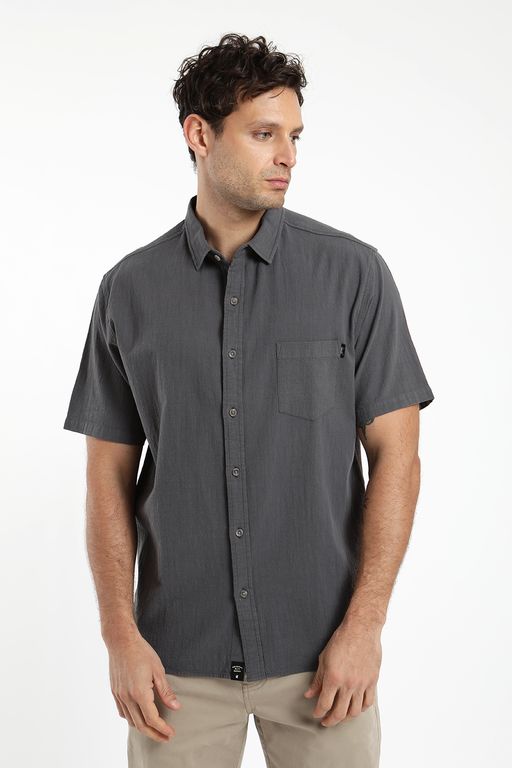 Camisa hombre manga corta texture classic 100% algodon organico Grafito M