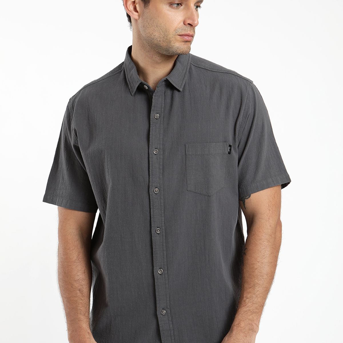 FROENS - Camisa hombre manga corta texture classic 100% algodón orgánico Froens