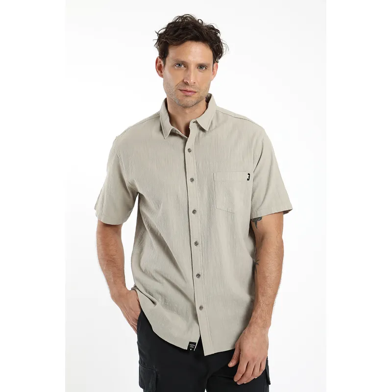 FROENS - Camisa hombre manga corta texture classic 100% algodón orgánico Froens