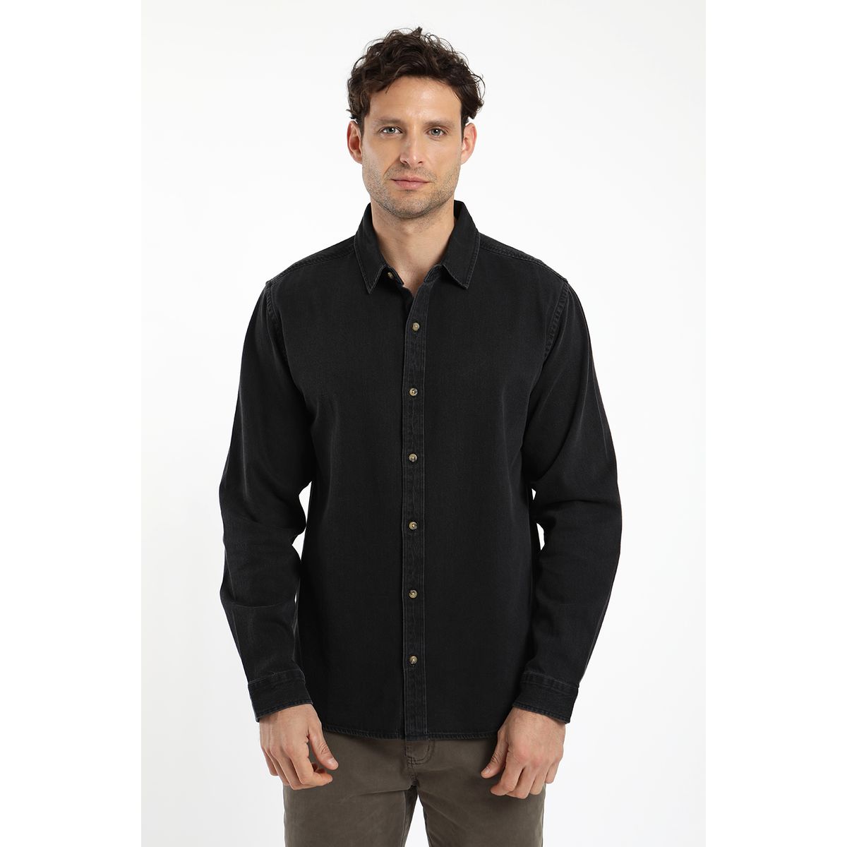 FROENS - Camisa hombre manga larga denim 100% algodón orgánico Froens