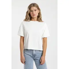 FROENS - Polera mujer manga corta globo 100% algodón orgánico