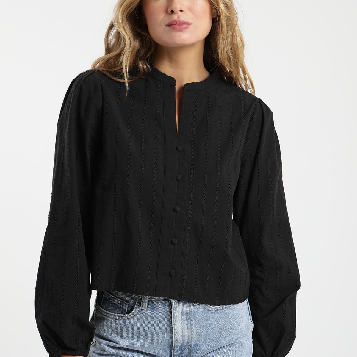 FROENS - Blusa mujer manga larga nacar Froens