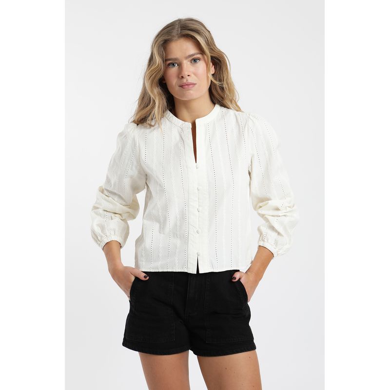 FROENS - Blusa mujer manga larga nacar Froens