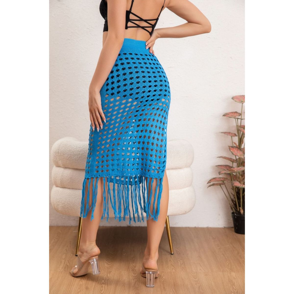 LIKE SHOP - Falda Tejida Mujer Salida de Playa Piscina Colores 8358