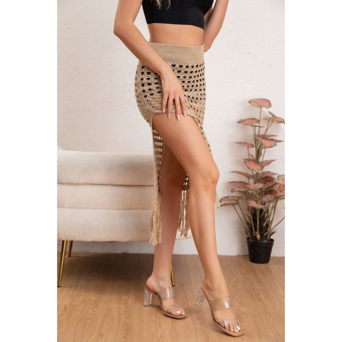 LIKE SHOP - Falda Tejida Mujer Salida de Playa Piscina Colores 8358