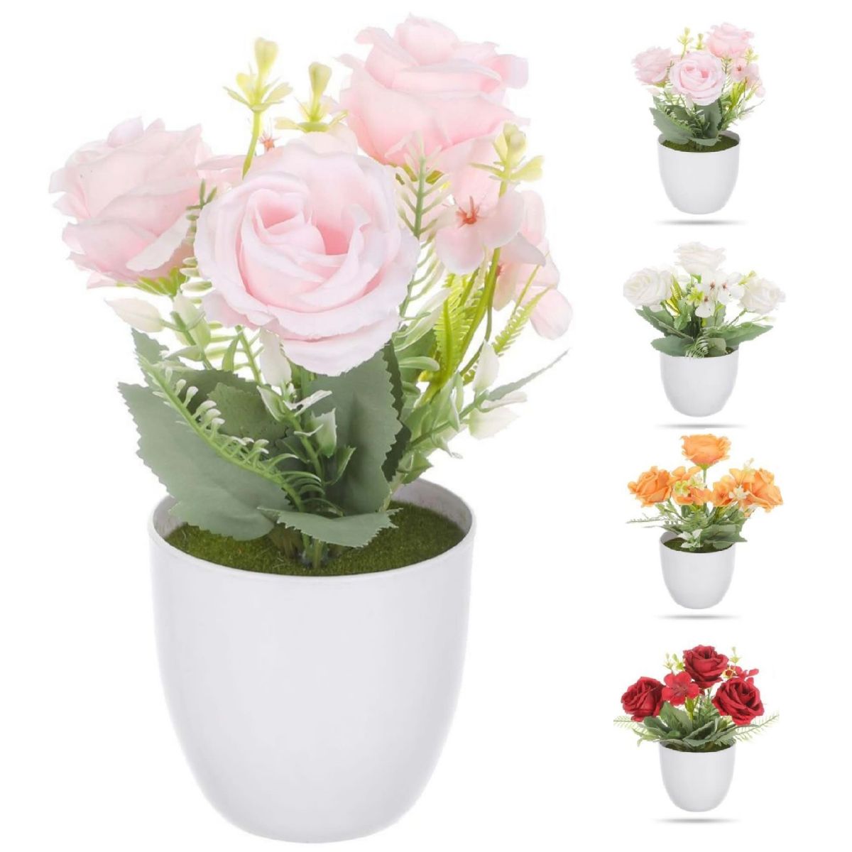 Pack 4 de Maceteros Decorativos Homey Con Flor Artificial,20*9cm,Color surtido, marca HOMEY - Foto Principal