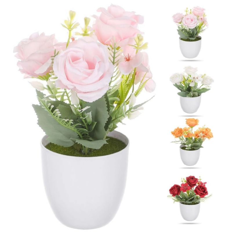 HOMEY - Pack 4 de Maceteros Decorativos Homey Con Flor Artificial,20*9cm,Color surtido
