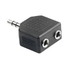 GENERICO - SPLITTER STEREO 3.5MM PLUG A 2 JACK, NEGRO. PARA 2 AUDIFONOS.