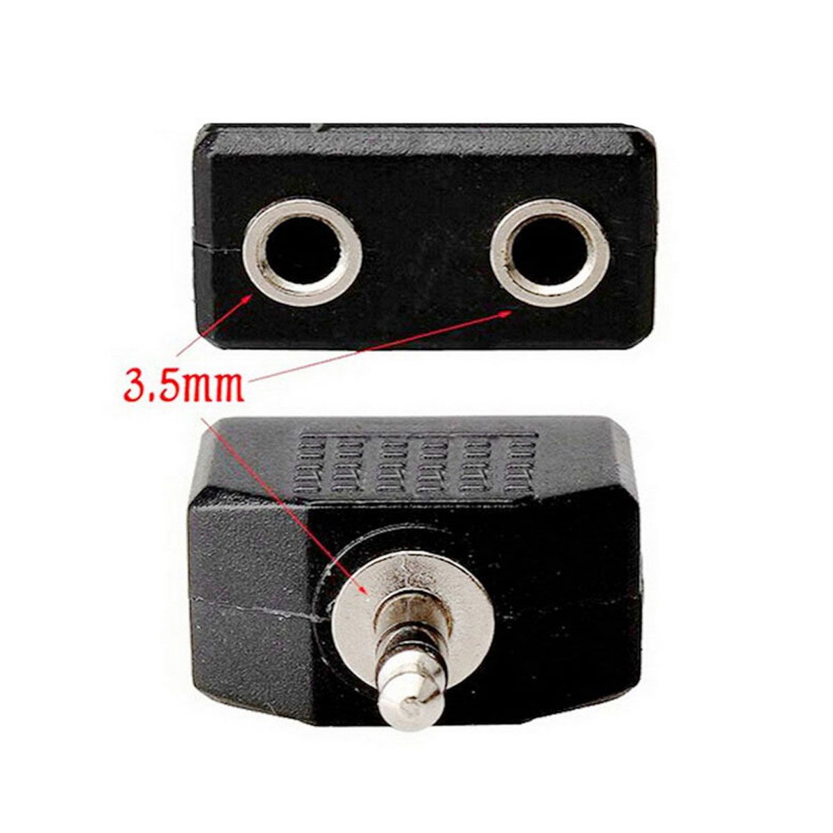 GENERICO - SPLITTER STEREO 3.5MM PLUG A 2 JACK, NEGRO. PARA 2 AUDIFONOS.