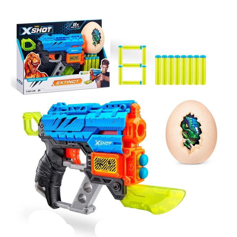 X-SHOT - X-Shot Lanzador Dino Attack Extinct con 8 Dardos y 1 Huevo