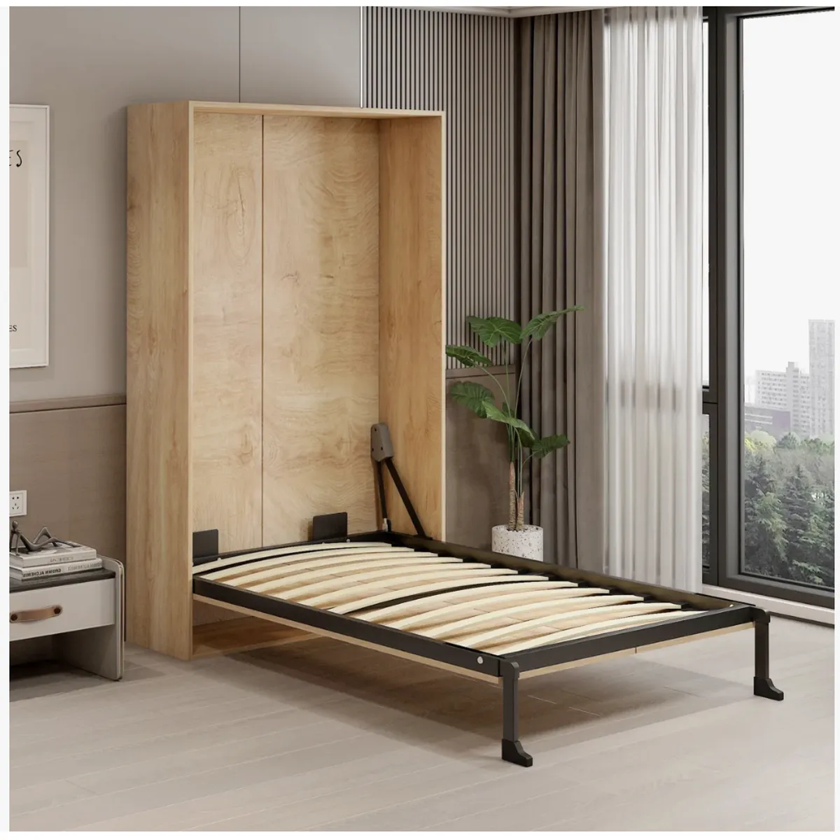 HOMER DESIGN - Cama Plegable 1 Plaza Con Bisagra Suave Para Studio