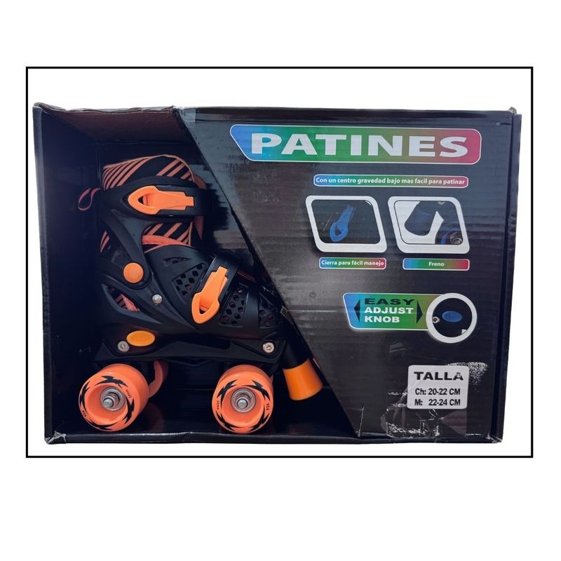GENERICO - Patines Talla Ajustable Color Naranja con Negro Black Box