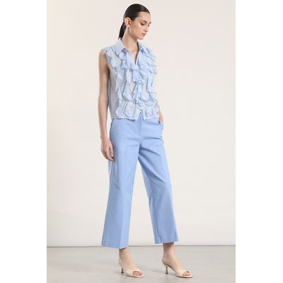 Imagen 2 del producto Pantalón ancho cropped mujer celeste