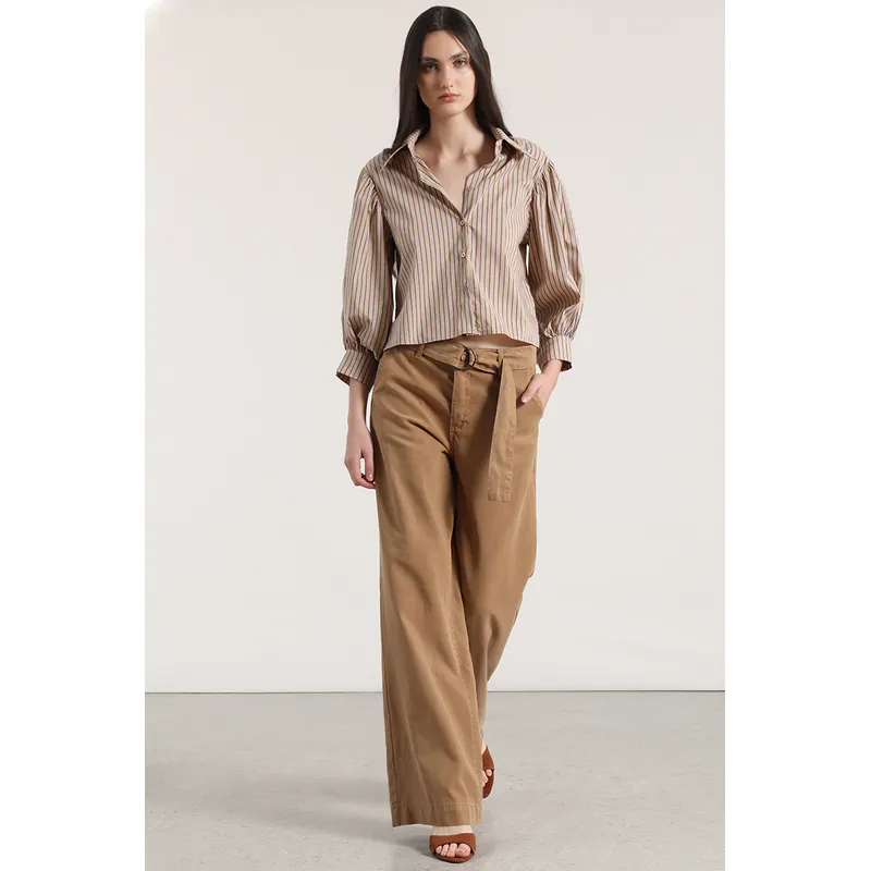 LIOLA - Pantalón palazzo lino liola mujer beige