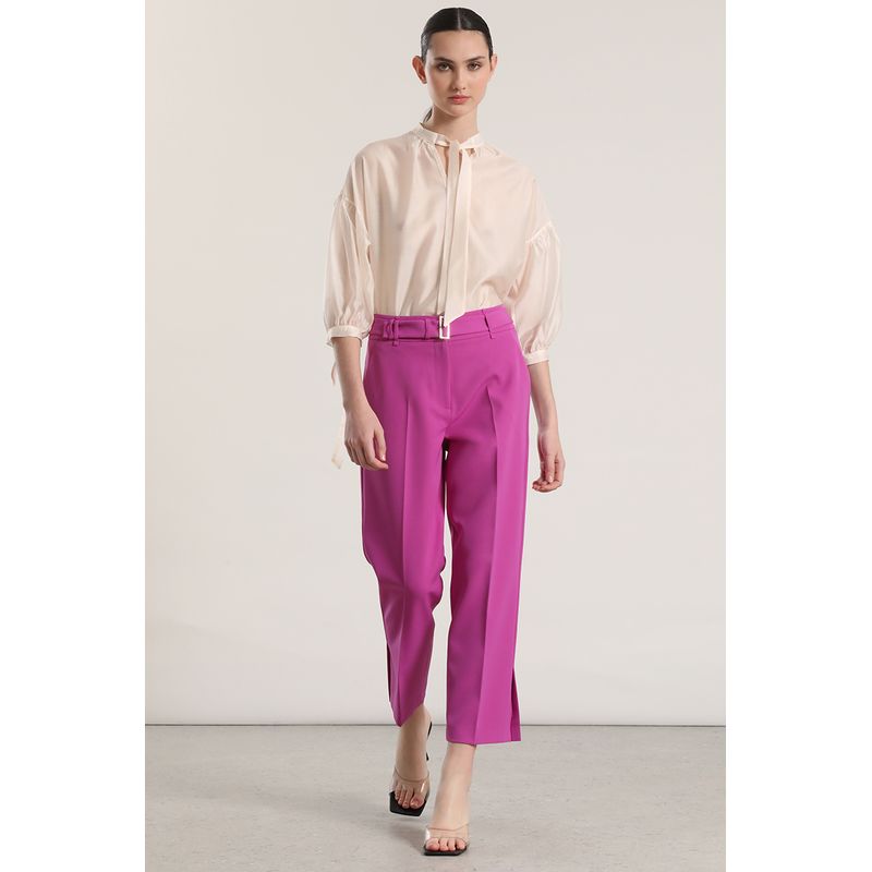 LIOLA - Pantalón sastre con cinturón liola mujer violeta