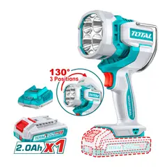 TOTAL TOOLS - Linterna Inalámbrica 20V 2000 Lúmenes con Batería y Cargador Total