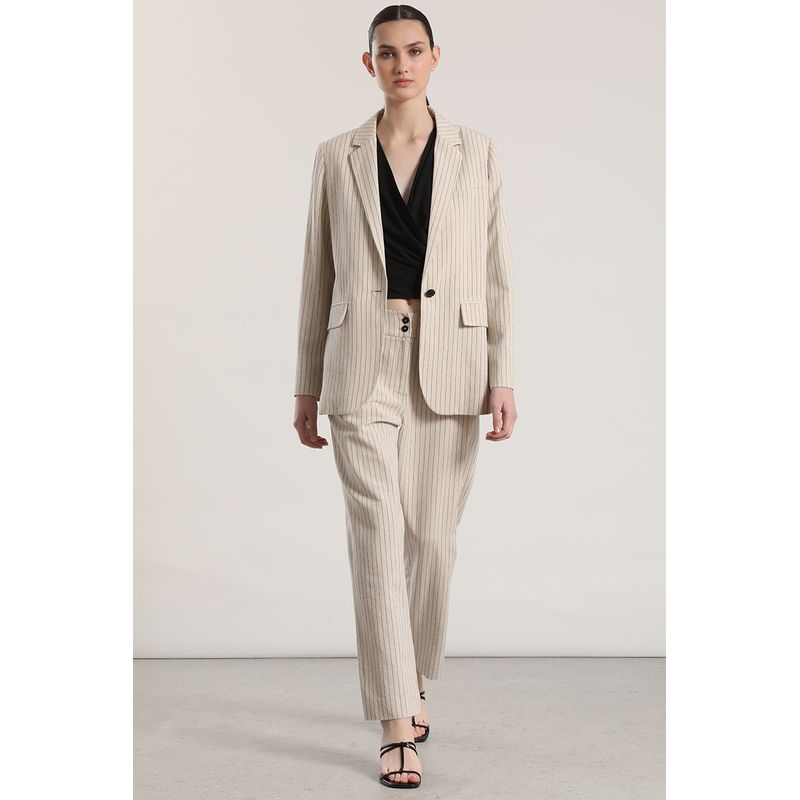 LIOLA - Pantalón sastre lino liola mujer beige