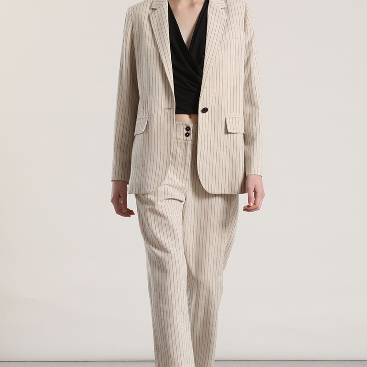 LIOLA - Pantalón sastre lino liola mujer beige