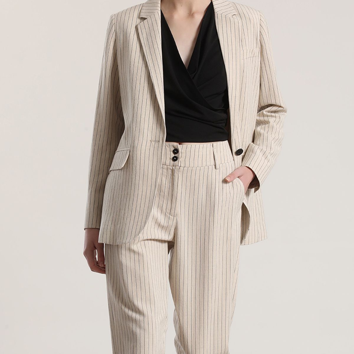 LIOLA - Pantalón sastre lino liola mujer beige