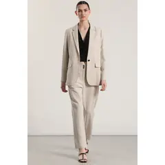 LIOLA - Pantalón sastre lino mujer beige
