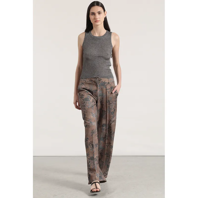 LIOLA - Pantalón ancho estampado liola mujer café