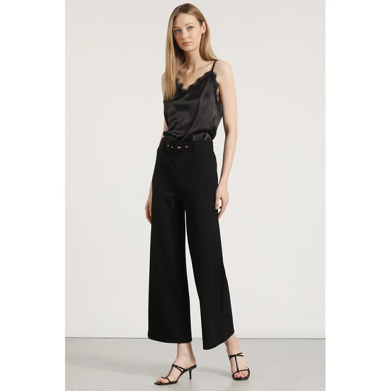 LIOLA - Pantalón ancho con cinturón liola mujer negro