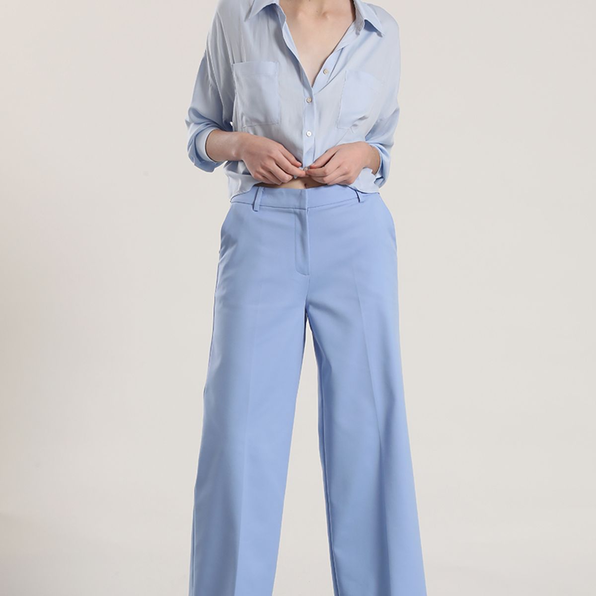 LIOLA - Pantalón recto liola mujer celeste