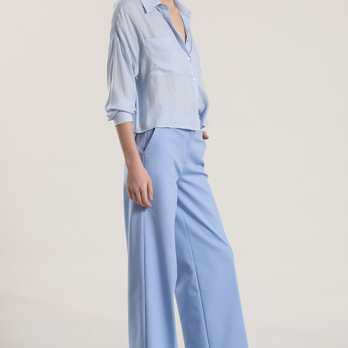 LIOLA - Pantalón recto liola mujer celeste