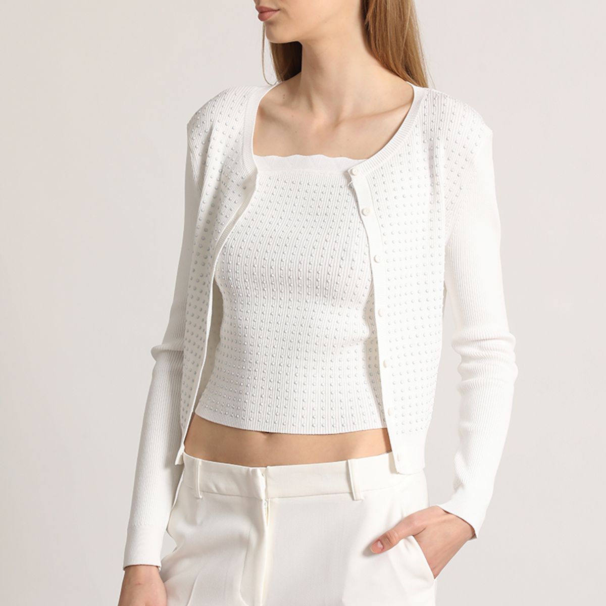 LIOLA - Cardigan tejido liola mujer crudo