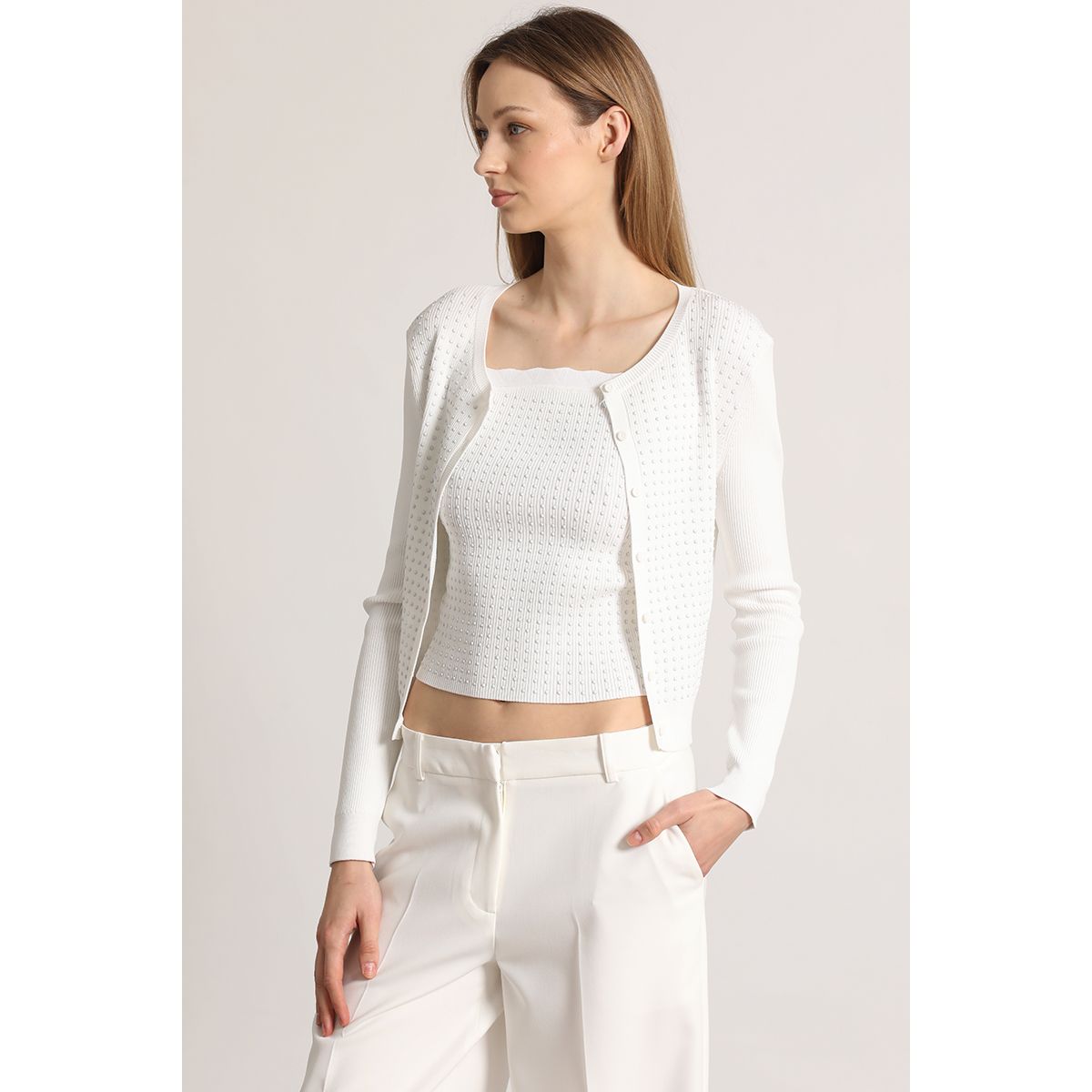 LIOLA - Cardigan tejido liola mujer crudo