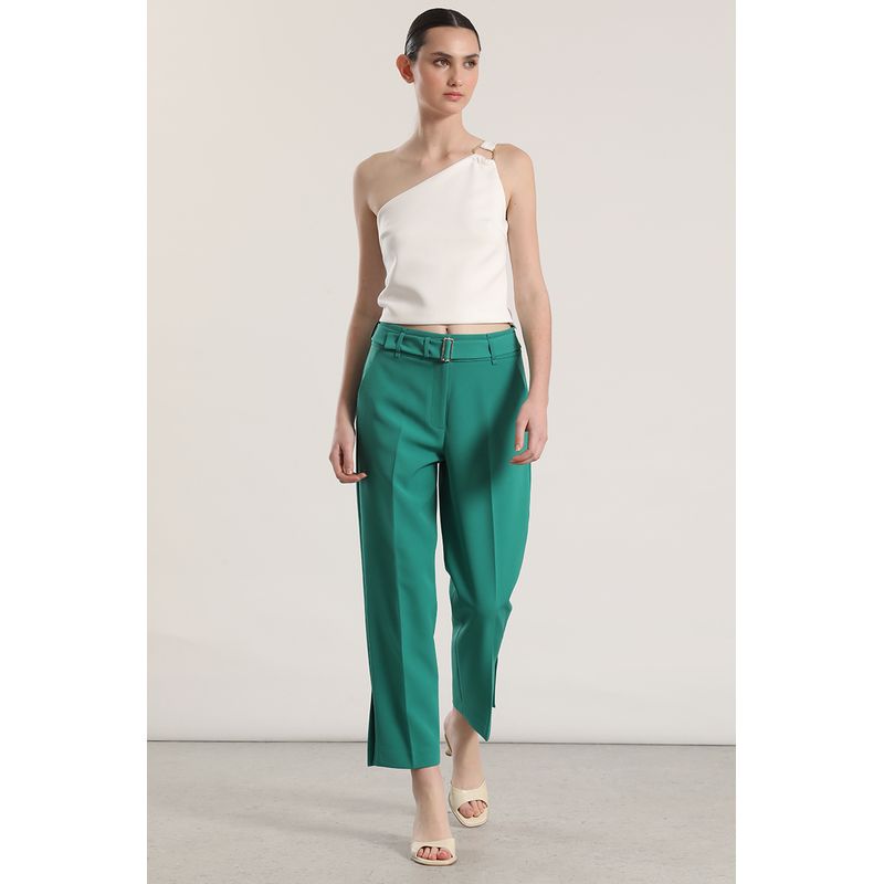 LIOLA - Pantalón sastre con cinturón liola mujer verde