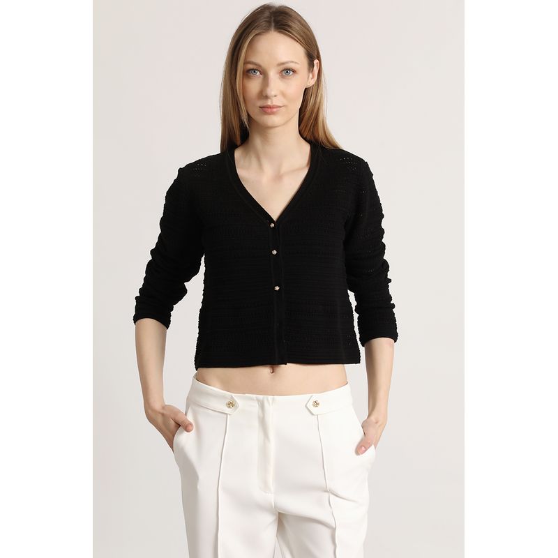 LIOLA - Cardigan punto liola mujer negro