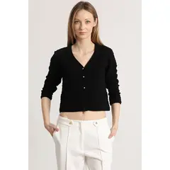 LIOLA - Cardigan punto mujer negro