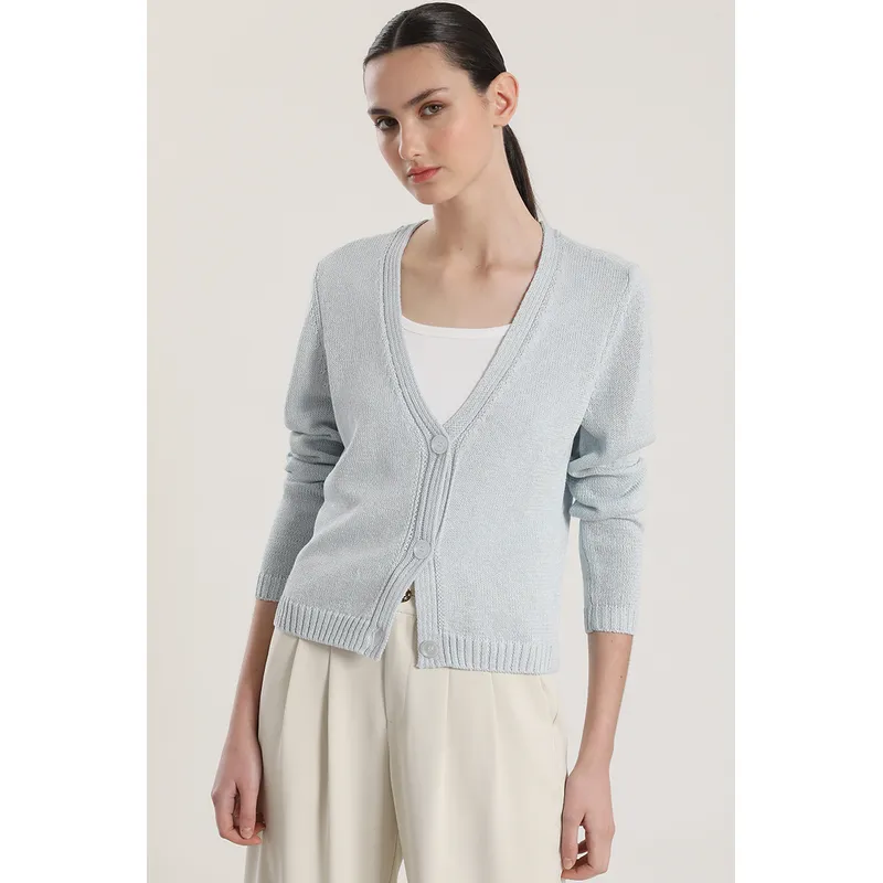 LIOLA - Cardigan con hilo metalizado liola mujer celeste