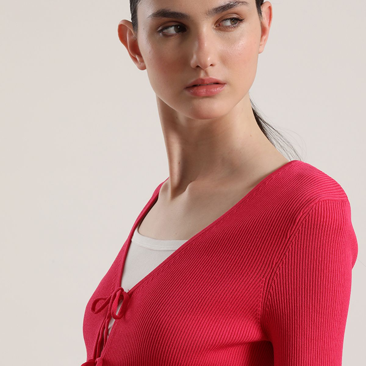 LIOLA - Cardigan con amarras Liola mujer fucsia