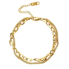 LUXURYJOYAS - Pulsera Mujer Con Baño De Oro 18kt Asimetrica